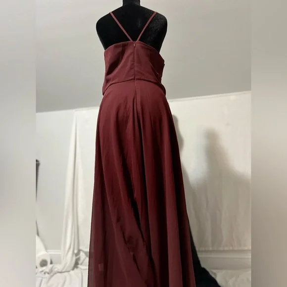Elegant Maxi Chiffon Bridesmaid Dress Sleeveless Prom Evening Party Size S Wine - Picture 8 of 9
